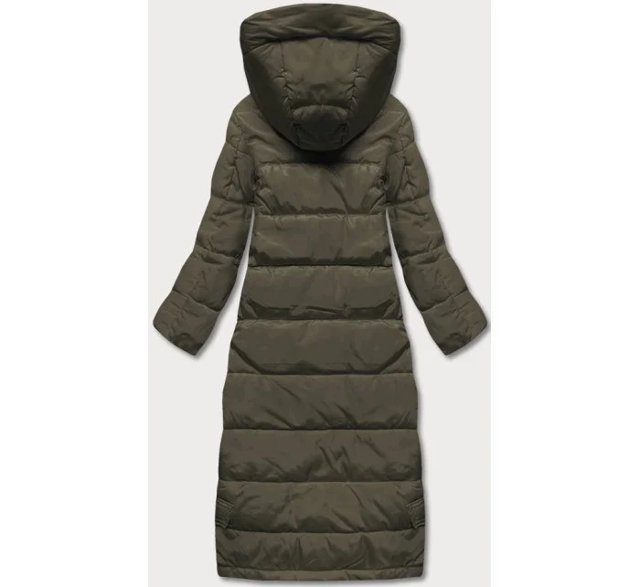 Dlhá dámska páperová bunda v khaki farbe (AG3-3038) Dlhá dámska páperová bunda v khaki farbe (AG3-3038)
