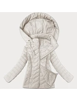 Dámská prošívaná bunda v barvě ecru s kapucí model 21001836 - J.STYLE Dámská prošívaná bunda v barvě ecru s kapucí model 21001836 - J.STYLE
