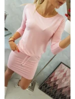 Viskózové šaty s viazaním v páse, púdrovo ružové