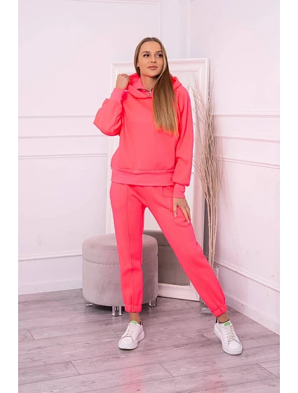 Zateplený rolák a mikina s kapucí růžová neonová