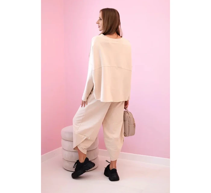 Bavlnená mikina, nohavice, súprava tmavo béžová Bavlnená mikina, nohavice, súprava tmavo béžová