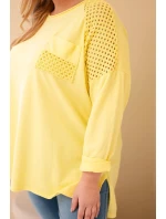 Dámska bavlnená mikina s potlačou Plus Size Yellow