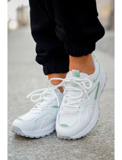 Buty Sportowe Damskie Big Star NN274A095 HI-POLY SYSTEM Biało-Zielone Buty Sportowe Damskie Big Star NN274A095 HI-POLY SYSTEM Biało-Zielone