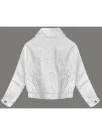 Biela džínsová bunda s elastickým pásom (W026)