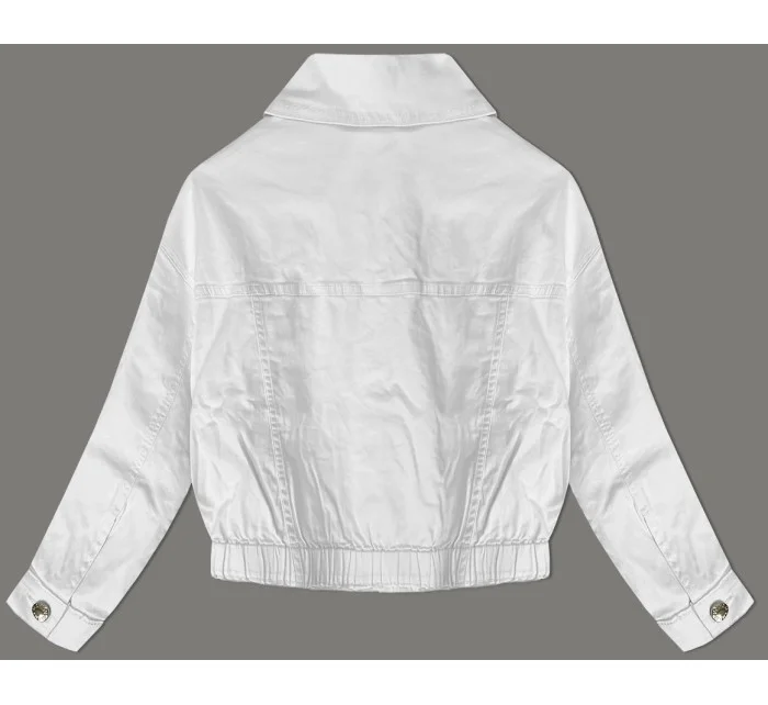 Biela džínsová bunda s elastickým pásom (W026)