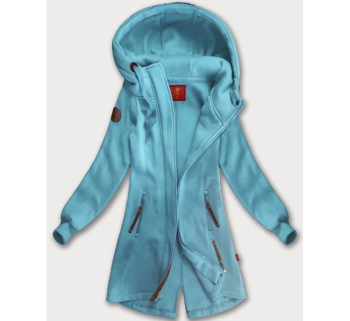 Svetlomodrá dlhá dámska mikina s kapucňou (AMG-675/2) Svetlomodrá dlhá dámska mikina s kapucňou (AMG-675/2)