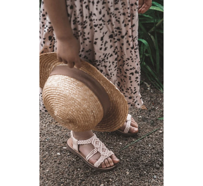 Dziecięce Plecione Wsuwane Sandały Różowe Tracy