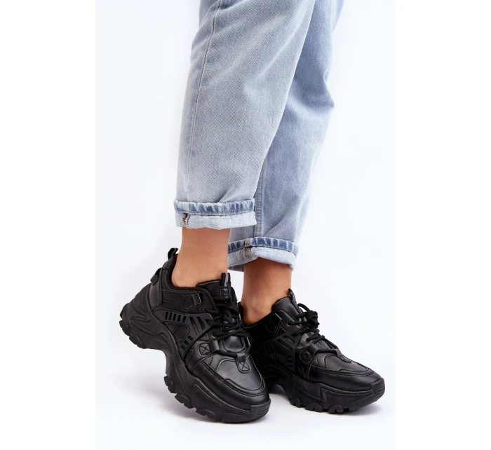 Masywne Damskie Buty Sportowe Sneakersy Czarne Toderus