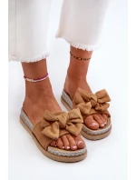 Damskie Klapki Na Platformie Z Kokardą Camel Aflia Damskie Klapki Na Platformie Z Kokardą Camel Aflia
