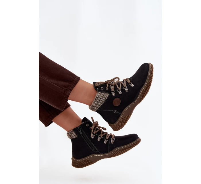 Ocieplane Botki Trapery Damskie Czarne Zenaya Ocieplane Botki Trapery Damskie Czarne Zenaya