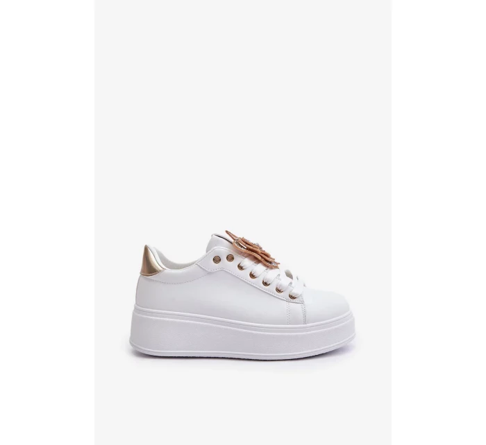 Dámske tenisky na platforme s motýľom bielo-zlaté Naritevia Dámske tenisky na platforme s motýľom bielo-zlaté Naritevia