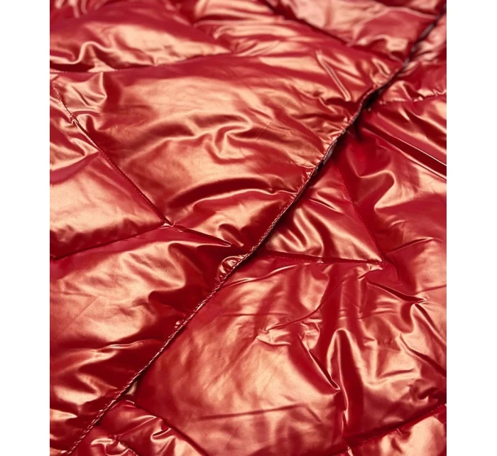 Oranžová dámska bunda s leskom (OMDL-023)