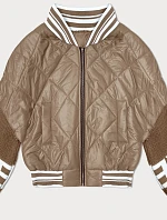 Dámska bunda bomber so svetrovými rukávmi tmavobéžová (2439)