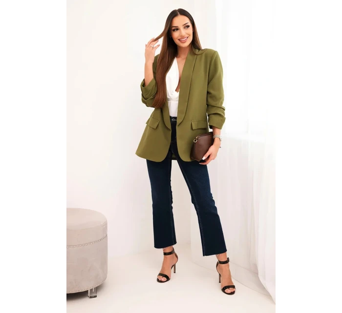 Sako s klopami elegantní olivově zelené