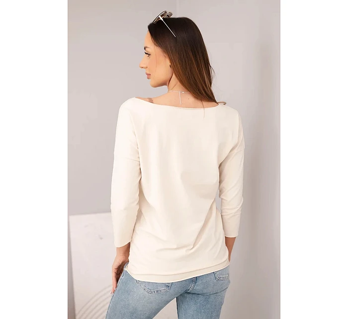 Dámská halenka s lodičkovým výstřihem světle béžová