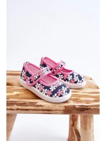 Dziecięce Baleriny W Kwiatuszki Granatowo-Różowe Noah Dziecięce Baleriny W Kwiatuszki Granatowo-Różowe Noah