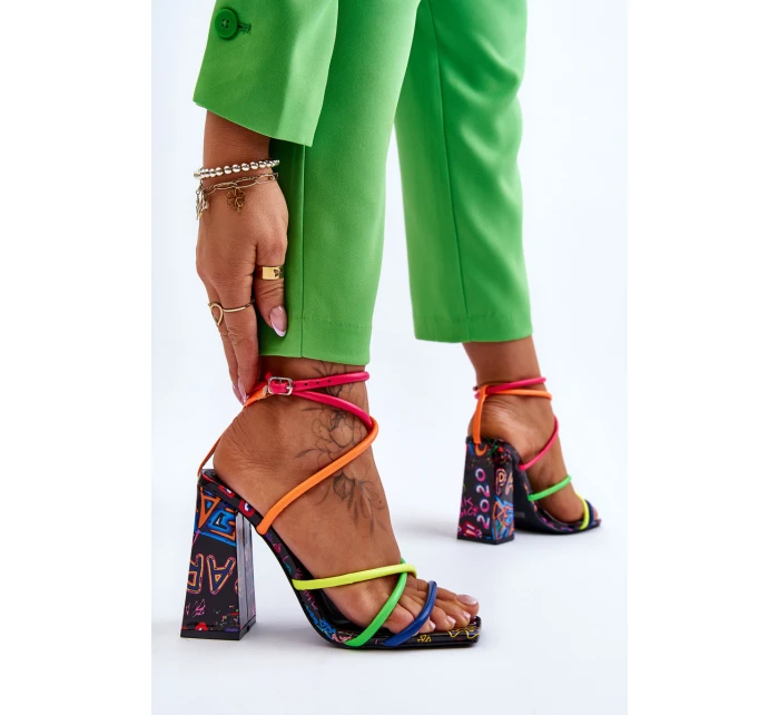 Modne Sandały Na Obcasie Multikolor Josette Modne Sandały Na Obcasie Multikolor Josette