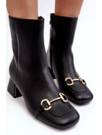 Boty Na Podpatku S Ozdobou Černé model 21643263 - Boto