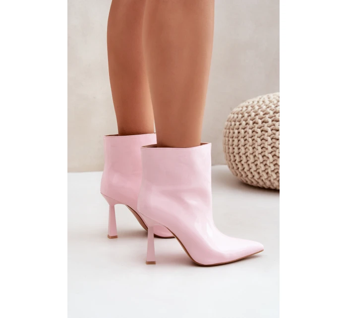 Lakierowane Botki Na Szpice Wsuwane Jasnoróżowe Seliri Lakierowane Botki Na Szpice Wsuwane Jasnoróżowe Seliri