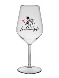 NOVOMANŽELÉ - čirá nerozbitná sklenice na víno 470 ml