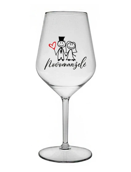 NOVOMANŽELÉ - čirá nerozbitná sklenice na víno 470 ml