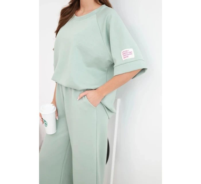 Dámska viskózna mikina a široké nohavice Butter dark mint