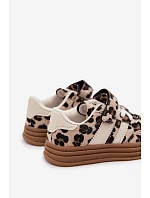 Dievčenské tenisky s leopardím vzorom na suchý zips Beige Satinia Dievčenské tenisky s leopardím vzorom na suchý zips Beige Satinia