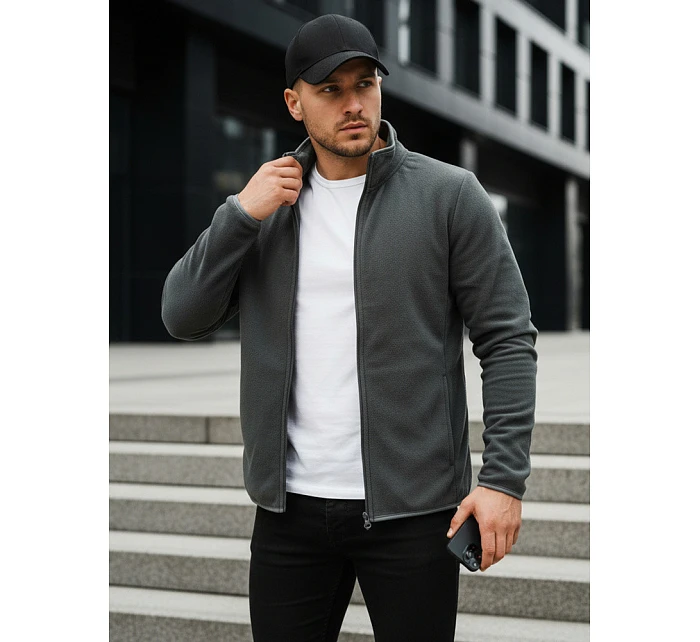 Pánska tmavosivá mikina na zips FashionStreet BX4772