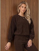 Dámska súprava z kordového úpletu – mikina a nohavice, hnedá, FashionStreet AY1252 Dámska súprava z kordového úpletu – mikina a nohavice, hnedá, FashionStreet AY1252