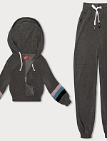 Dámska tepláková súprava s farebnými vložkami graphite (AMG-346A)