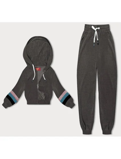 Dámská tepláková souprava v grafitové barvě s barevnými vsadkami model 18901905 - LHD