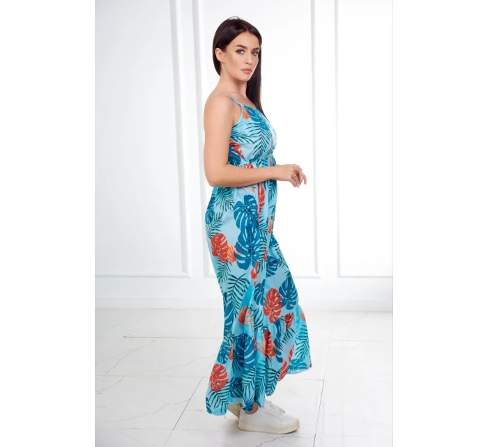 Šaty s motívom listov v mätovej farbe