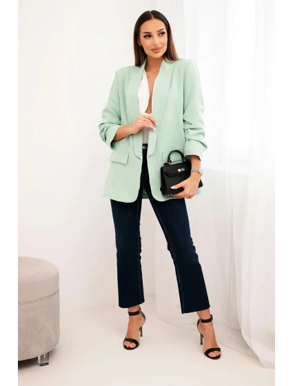 Bunda s klopou elegantná svetlá mentolová