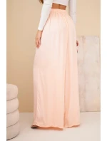 Dámske viskózové široké nohavice s elastickým pásom marhuľová