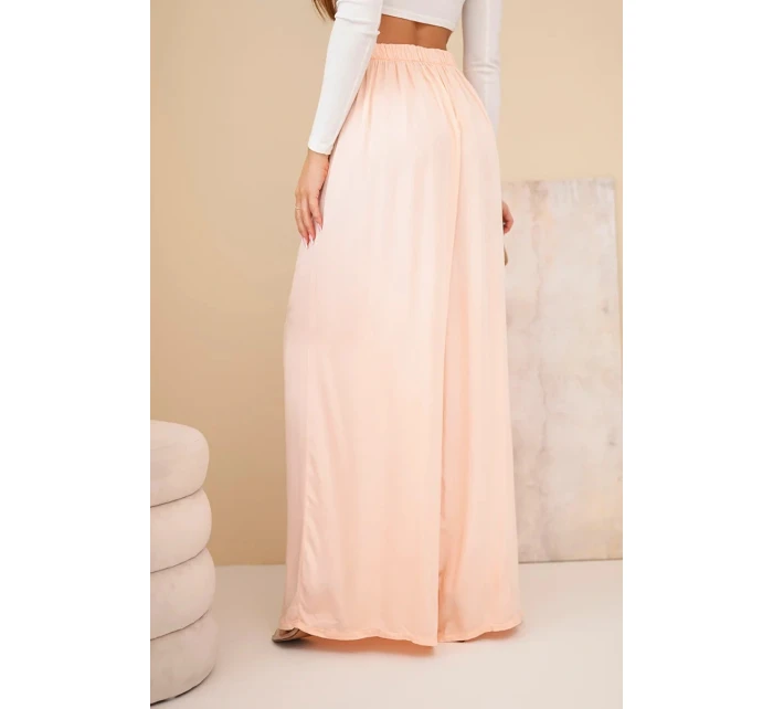 Dámske viskózové široké nohavice s elastickým pásom marhuľová