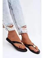 Dámske ploché žabky so zlatými detailmi Black Tella Dámske ploché žabky so zlatými detailmi Black Tella