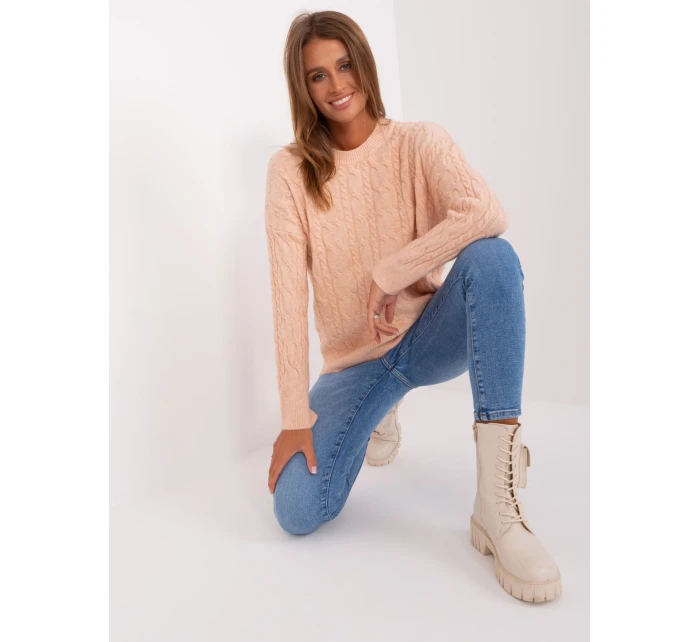 Sweter AT SW model 18895622 brzoskwiniowy - FPrice Sweter AT SW model 18895622 brzoskwiniowy - FPrice