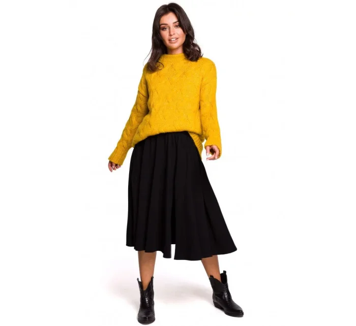 Dámský svetr model 19344948 Hořčicová - BeWear Dámský svetr model 19344948 Hořčicová - BeWear