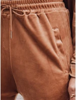 Dámske velúrové tepláky hnedé Dstreet UY2838