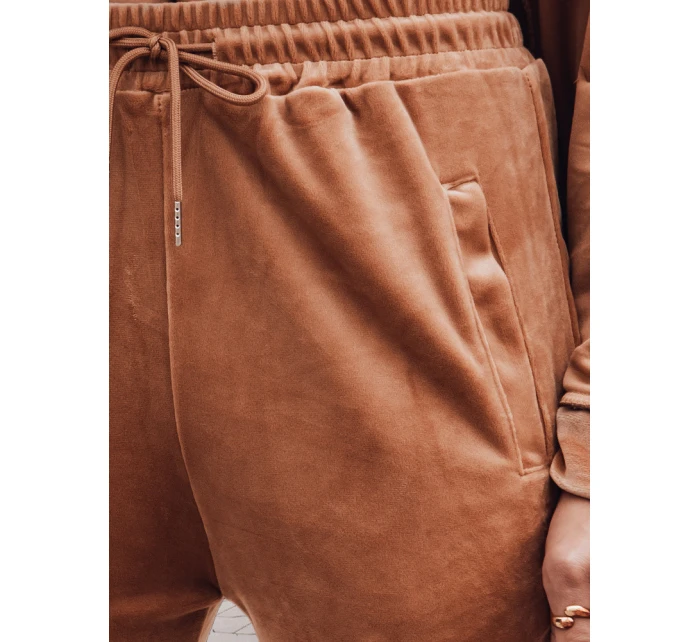 Dámske velúrové tepláky hnedé Dstreet UY2838