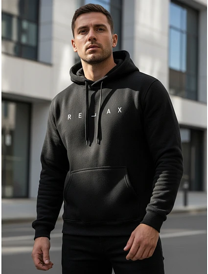 Bluza męska z kapturem RELAX czarna model 22106286 - FashionStreet