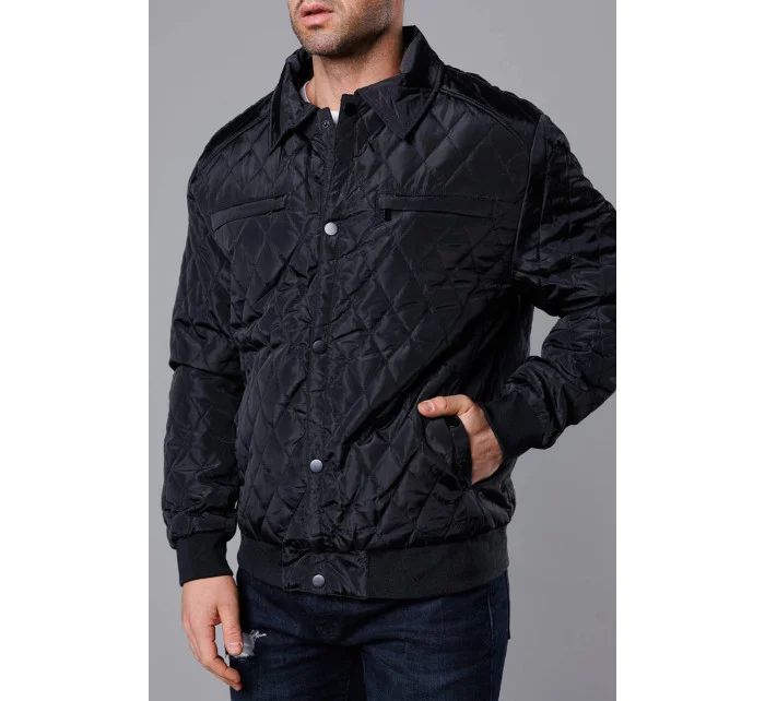 Černá pánská prošívaná bunda s límcem model 18344894 - J.STYLE