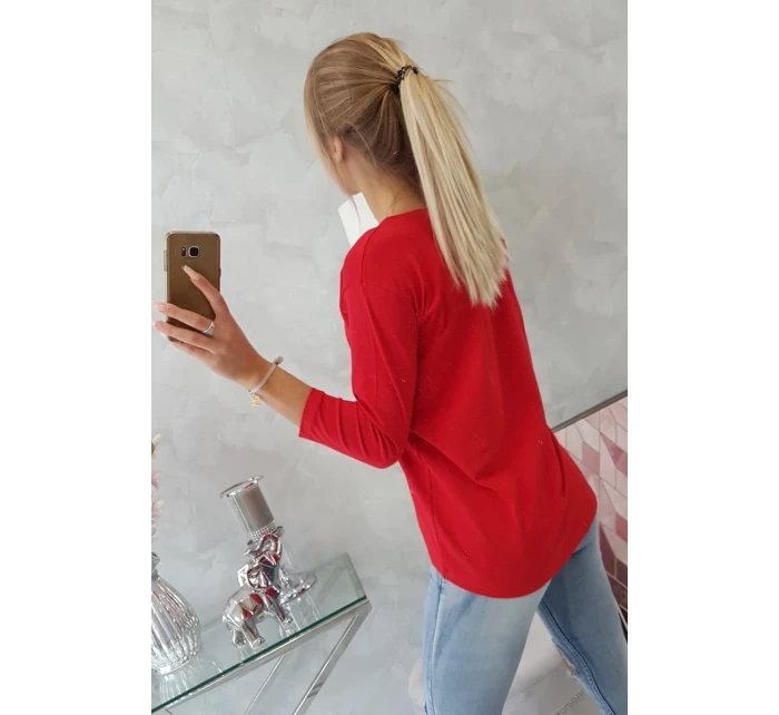 Blúzka s 3D grafikou vtáka červená