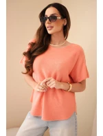 Dámsky sveter s krátkym rukávom marhuľová Dámsky sveter s krátkym rukávom marhuľová