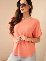 Dámsky sveter s krátkym rukávom marhuľová