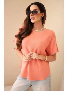 Dámsky sveter s krátkym rukávom marhuľová