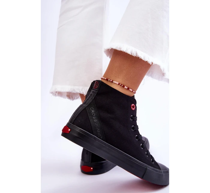 Damskie Klasyczne Wysokie Trampki Cross Jeans LL2R4088C Czarne