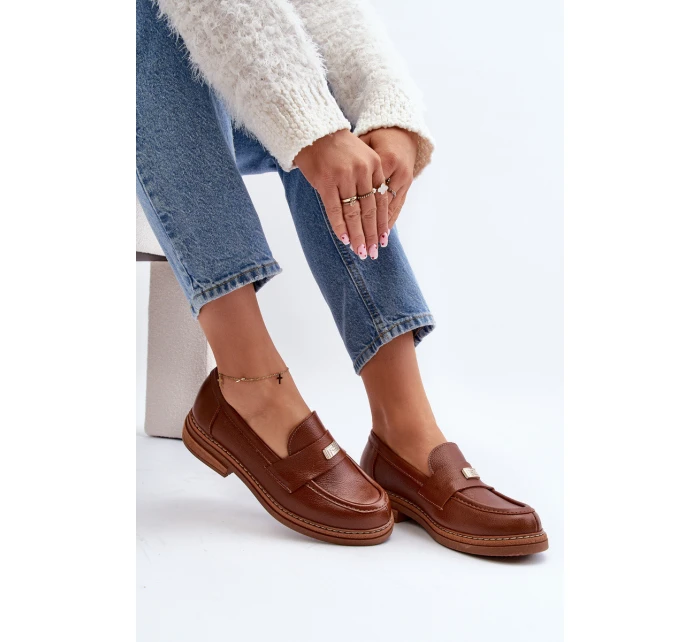 Zazoo 20165 Skórzane Mokasyny Damskie Brązowe