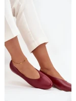 Dámské baleríny z ekokůže na nízkém podpatku bordové model 21710681 - Boto
