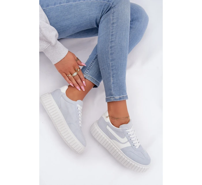 Dámské tenisky na platformě z eko semiše modré Cadrina Dámské tenisky na platformě z eko semiše modré Cadrina